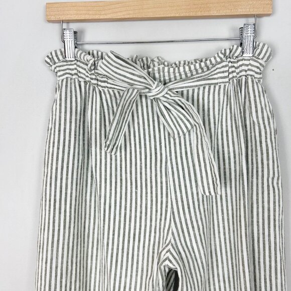 Emerson Fry Paris Pants Green Juniper Stripe 100% Linen Size Medium Women's - Picture 3 of 5